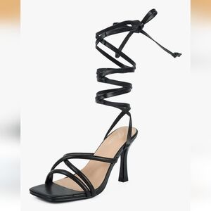 Black Lace-Up Gladiator Sandals - Strappy Wrap Heels